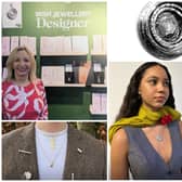 Annie Quinn (top left) and a collage of some of her designs