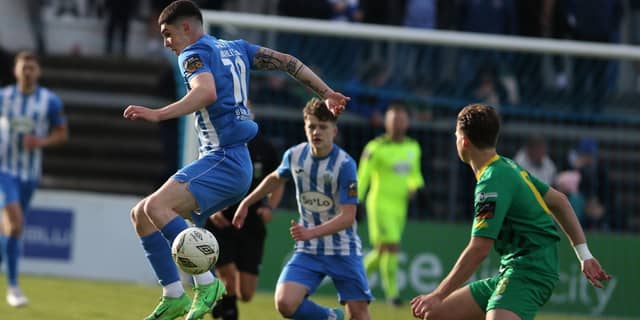 Sean Patton, who scored a debut goal for Finn Harps. Photos: Thomas Gallagher