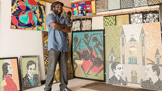 Artist Macola Vonga and his work, the Pearse brothers mosaic