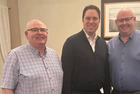 L-R: Donegal Senator Manus Boyle, Minister for Agriculture, Food and the Marine, Martin Heydon and Donegal Cllr Michael Boyle. Photo: Manus Boyle Facebook