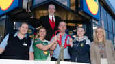 Donegal county LGFA players Roisin Rodgers and Cait Gillespie joined by the Lidl Bundoran store team