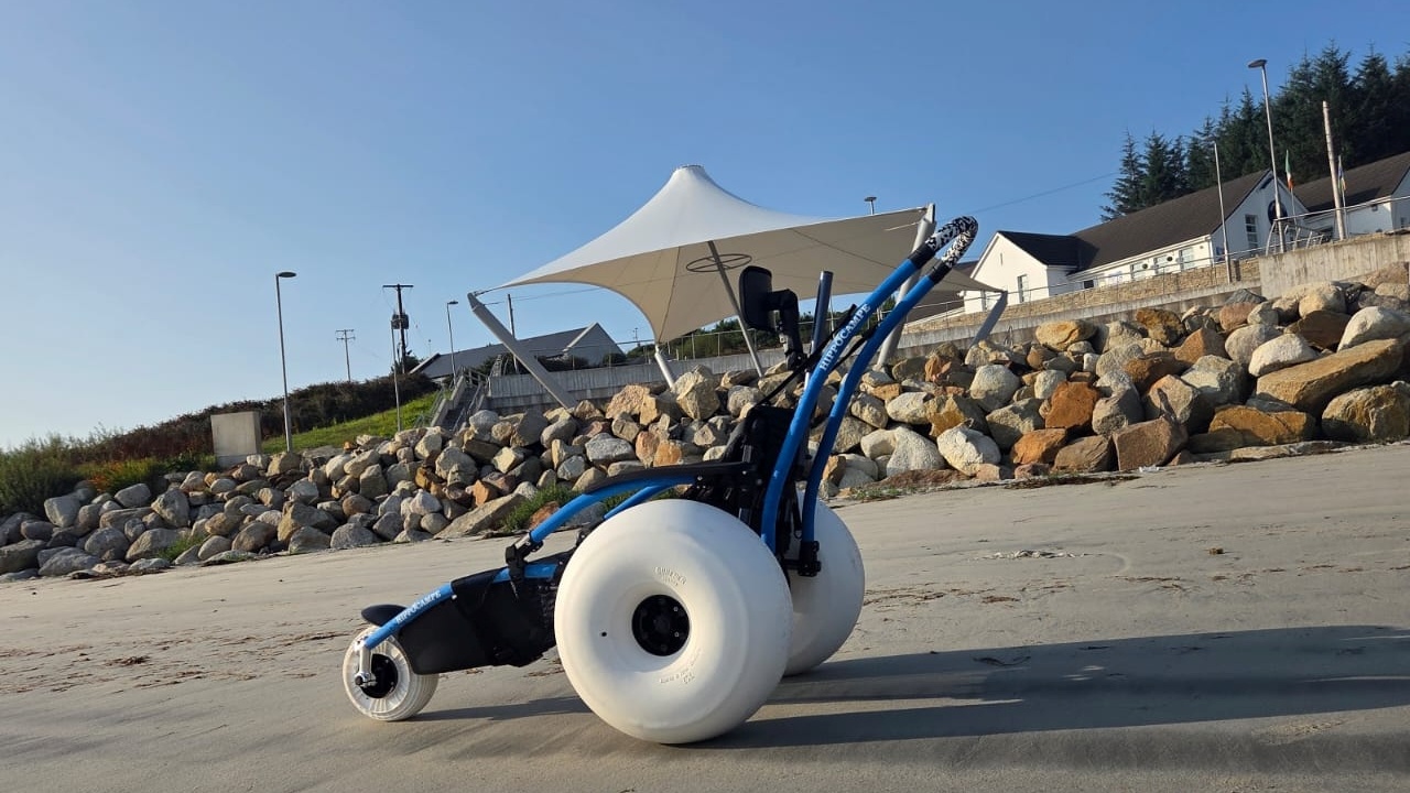 The new all-terrain wheelchair will allow users to move across sand, access the island’s Blueway trails and enjoy Árainn Mhór’s spectacular coastal environment