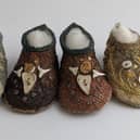 Susan Furneaux has worked with foraged fibres and threads to create small vessels and baby boots. These works honour the 354 men from Newfoundland who perished when the Laurentic sank off Inishowen.