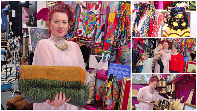 Jerusha Marley with her children in her Donegal Town shop. PHOTOS: Siobhán McNamara