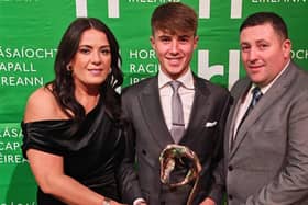 Dylan Browne McMonagle with his parents Caroline and John at the Horse Racing Ireland Awards 2025