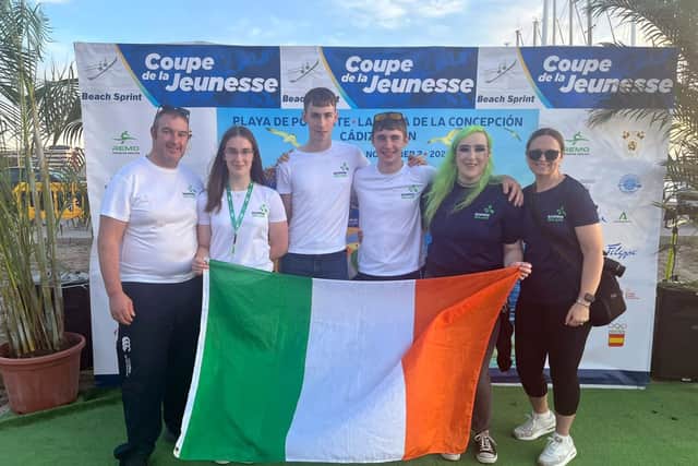 It was a proud and unforgettable week for Loughros Point Rowing Club as three of its young athletes — Erika Morrow, Brendan Shaw, and Oisín Mooney — pulled on the green jersey to represent Ireland at the Coupe de la Jeunesse Beach Sprints Regatta in Cádiz, Spain.