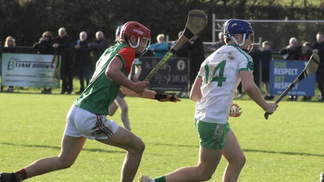 Daimhin Byrne in possession for Sean MacCumhaills against Carndonagh Photo - Paul Patton