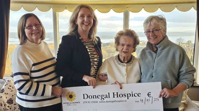 Donegal Town Mayor Anna Gallagher joined Mary Meehan in Mountcharles for the cheque presentation