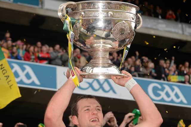 Donegal’s next appearance in a final was in 2012, when they took on Mayo and won 2-11 to 0-13. Captain Michael Murphy, who was a goalscorer along with Colm McFadden, was crowned Man of the Match at the banquet in the Burlington Hotel.