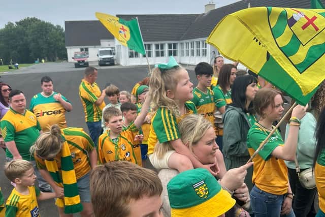 Despite being in the middle of their summer holidays, hundreds of children were only too happy to go to school for the day - proudly donning their Donegal jerseys and the green and gold county colours. The school grounds were a sea of flags, face paint and shrieks of excitement as BBC reporter Kieran Tourish recorded a feature to be aired in the run-up to Sunday’s final.