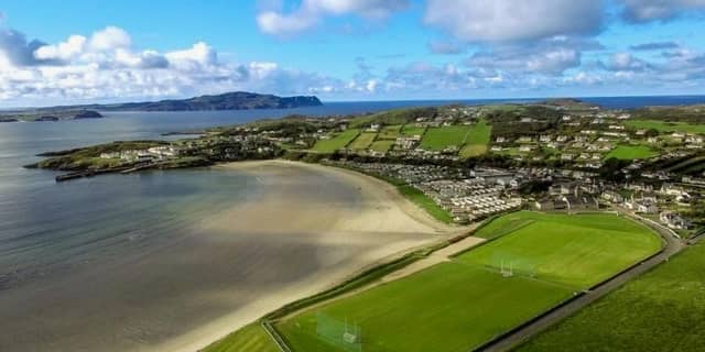 An aerial view of Downings