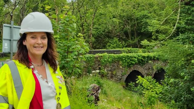 Cllr Niamh Kennedy at the sod-turning ceremony of Fintra Bridge in June 2025