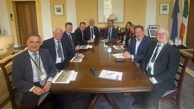 Charlie McConalogue, Darragh O’Brien and department officials along with a delegation from City of Derry Airport which included Donegal County Council Chief Executive, John McLaughlin
