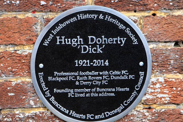 Plaque of former Celtic player Hugh 'Dick' Doherty unveiled in Buncrana