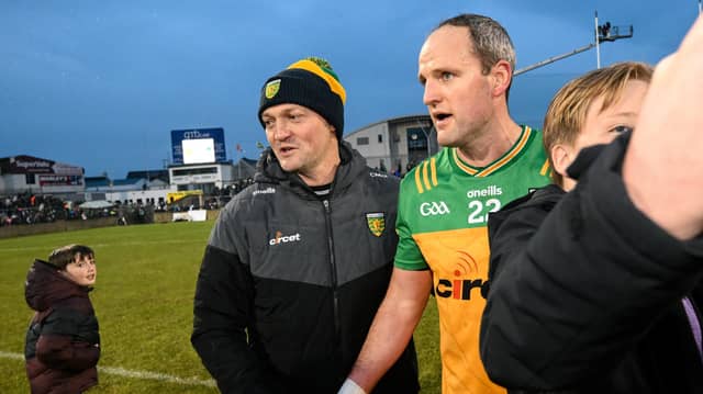 Colm McFadden and Michael Murphy after the latter's first comeback appearance against Armagh in the league
