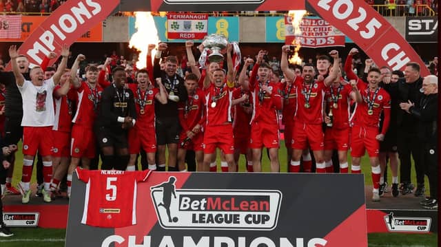 Cliftonville FC after winning the League Cup on Sunday