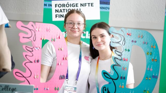 Ella McCarron and May Hastings from Deele College, Raphoe, with their Elmay Clay