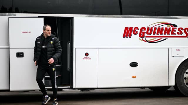 Michael Murphy of Donegal arrives before the Allianz Football League Division 1 match against Amagh