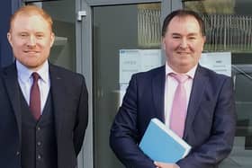 Martin Gallagher (Chairperson of the Donegal Education Support Centre) and Kieran Mc Taggart (Director) outside the new premises