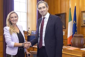 Nikki Bradley with Simon Harris following her appointment to the Seanad
