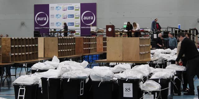 The count centre at the Aura Leisure Centre in Letterkenny