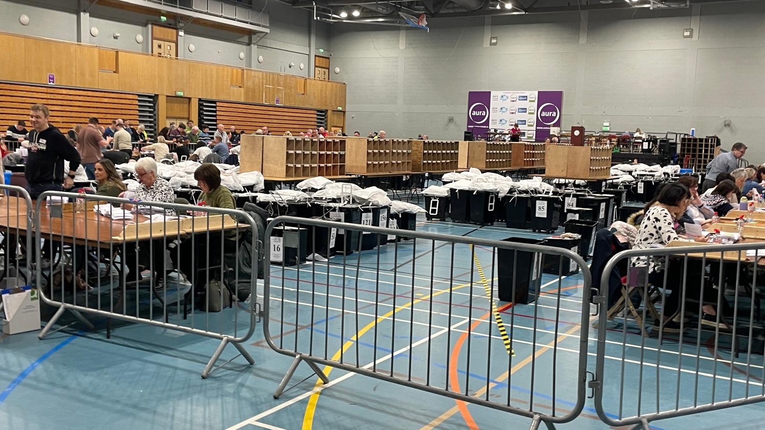 The scene at  the Aura Centre in Letterkenny for the Donegal constituency election count