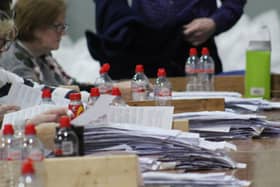 Votes being counted at the Aura Leisure Centre