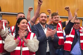 Charles Ward with his 100% Redress Party colleagues following his election in the Donegal constituency. PHOTOS: GERALDINE DIVER