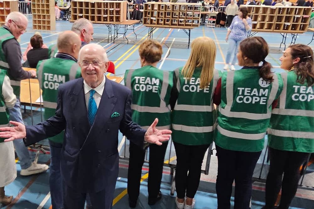 Pat 'The Cope' Gallagher and some of his team at the count. Photo: Geraldine Diver