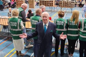 Pat 'The Cope' Gallagher and some of his team at the count. Photo: Geraldine Diver