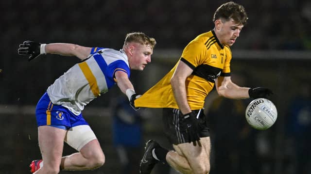 Shane O'Donnell of St Eunan's in action against Peter Og McCartan from Errigal Ciarán during the AIB Ulster GAA Club SFC