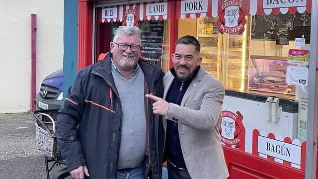 Patrick Gildea with Packy Lee, who plays Johnny Dogs in Peaky Blinders