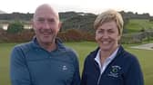 Captain Myles Sweeney with out-going Captain Elaine Russell