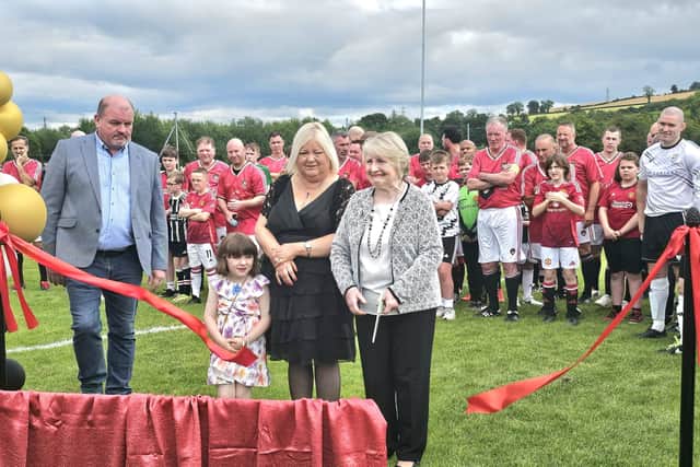 Former Letterkenny Rovers chairman Dessie, who was involved with the club since 1962, passed away in June and "would've loved the occasion" his daughter Mary Ford said on behalf of the family. Dessie's wife Annette officially cut the ribbon alongside local councillor Ciaran Brogan.