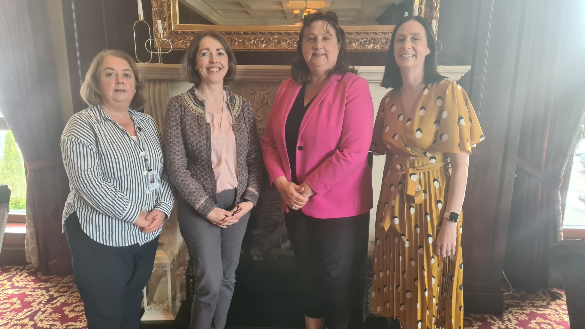 The Minister of State at the Department of Health  Anne Rabbitte, pictured with the Head of Service Disability HSE Edel Quinn with  Bríd McGonagle and Helen Nolan of  Spraoi agus Spórt