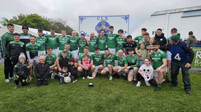 There was delight for Naomh Muire in Falcarragh as they won the Comortás Peile na Gaeltachta junior title for the second year in succession. PHOTOS: GERALDINE DIVER