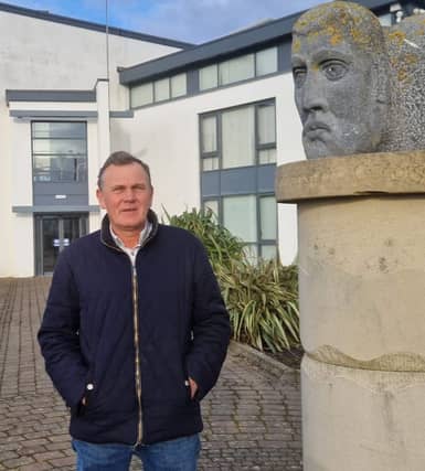 Diarmaid Doherty standing outside the old town council offices in Bundoran and which is now temporarily hosting the Bundoran Community Centre