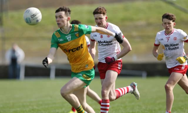 Max Campbell on the ball for Donegal against Tyrone Picture: Thomas Gallagher