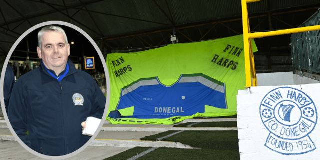 Joe Doherty (inset) gave a fascinating talk about the history of Finn Harps on Monday night.