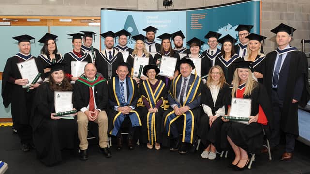 Photographed at the recent Atlantic Technological University graduations were employees from Optum who were the first RPL for Enterprise cohort to graduate from ATU