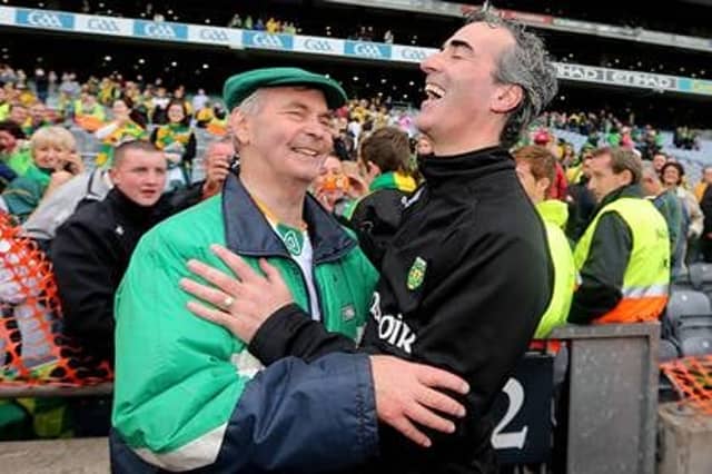 Jim McGuinness with Brian McEniff after the 2012 All-Ireland final