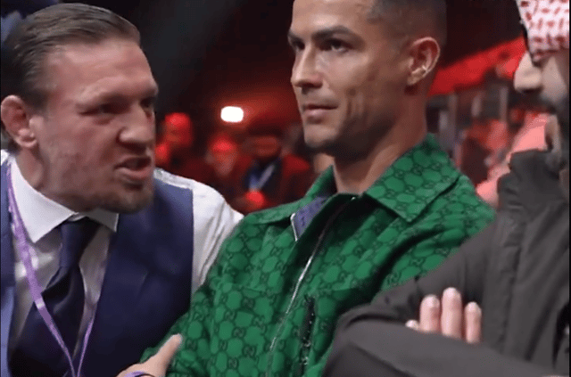 'When you get stuck with a dose' - Cristiano Ronaldo unimpressed beside Conor McGregor at boxing
