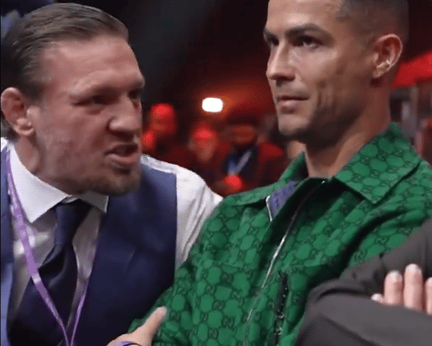 'When you get stuck with a dose' - Cristiano Ronaldo unimpressed beside Conor McGregor at boxing