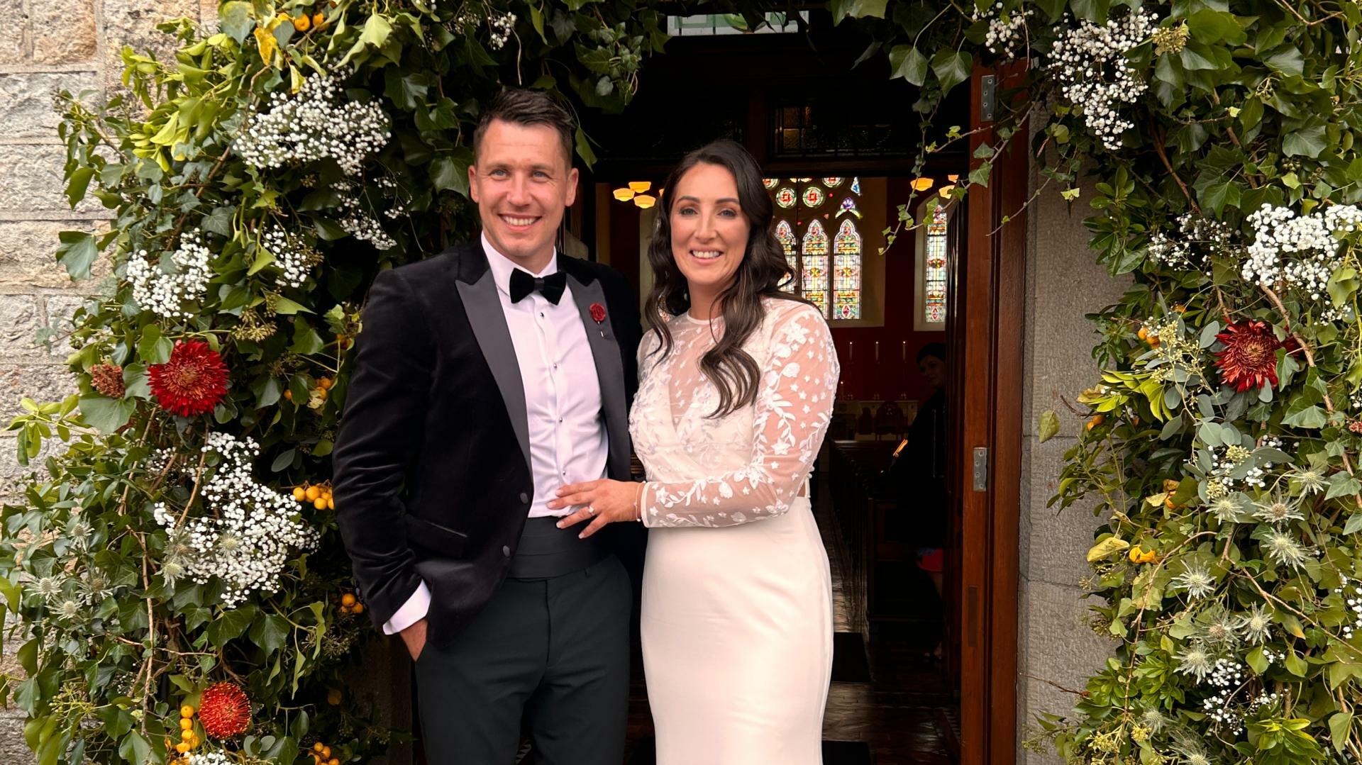 Paul Brennan and Colleen Granaghan on their wedding day at St Aidan's Church, Kinlough, last month