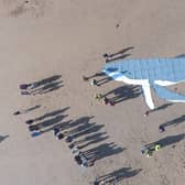 The final product might look small from the sky but it is 18  metres in length and more than six metres wide Pic Philip Mulligan et al