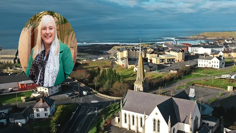 Bundoran and inset Elaine Lingard (Main Photo thanks to Discover Bundoran )