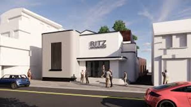 A computer generated image of the proposed redevelopment of the Ritz heritage building (former cinema) as a vibrant Enterprise Centre