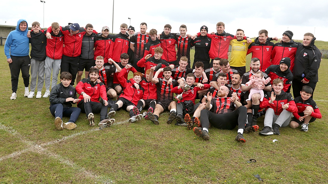 Fanad United celebrate their Premier Division title win.