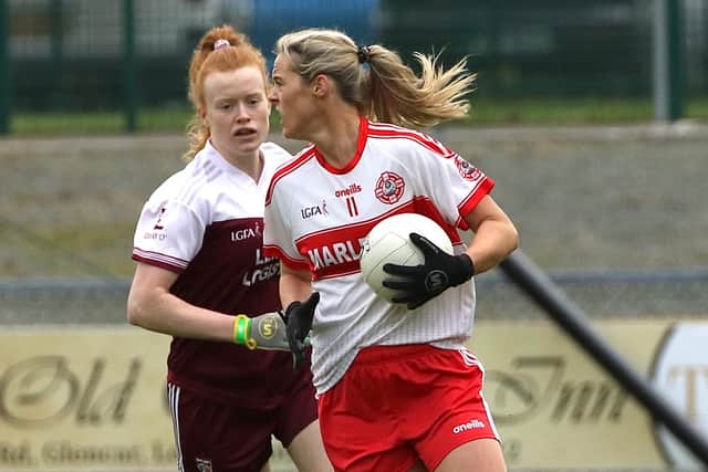 It was more chess than checkers with the two teams sussing one another early on. Twenty-four minutes had passed with McLaughlin’s third point making for a 0-3 to 0-2 Termon lead, with Gurthie and Bonner having opened their accounts with Glenfin’s first two points.