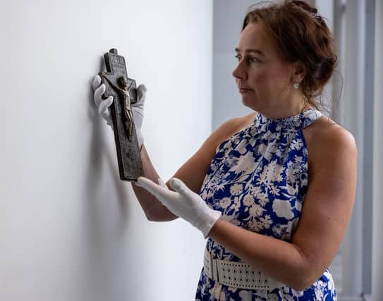 Clodagh Doyle, Keeper of the Irish Folklife Collection, at the Folk21 display at the National Museum of Ireland – Country Life, Turlough Park, Castlebar, Co Mayo. Picture: Karen Cox